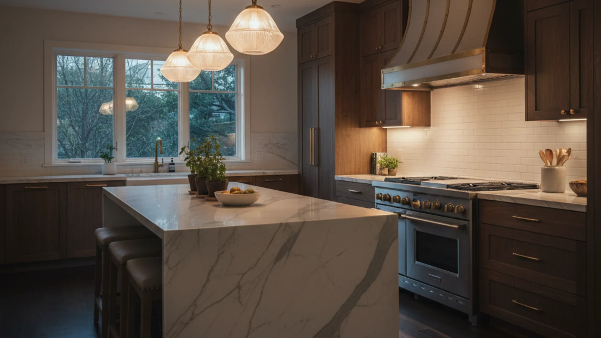 Luxury Cherry Hills Village kitchen with built-in professional-grade range and refrigeration column